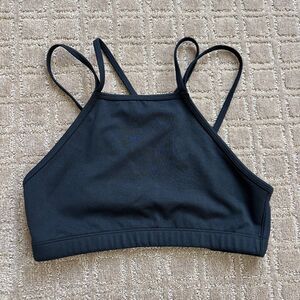 Carbon38 Sports Bra Women's Small Black Strappy Open Back Gym Workout Run